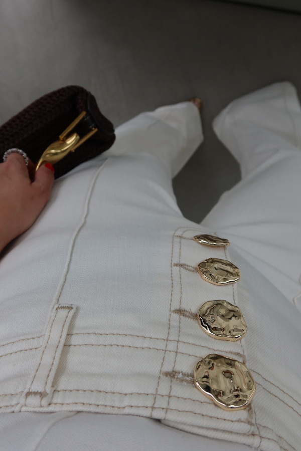 Gold Düğmeli Geniş Paça Jean