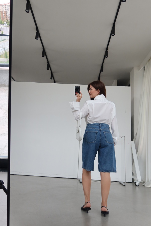 Basic Denim Bermuda Şort