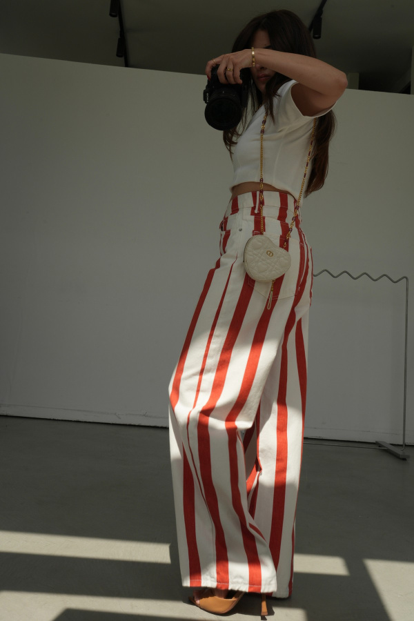 Çizgili Straight Fit Jean