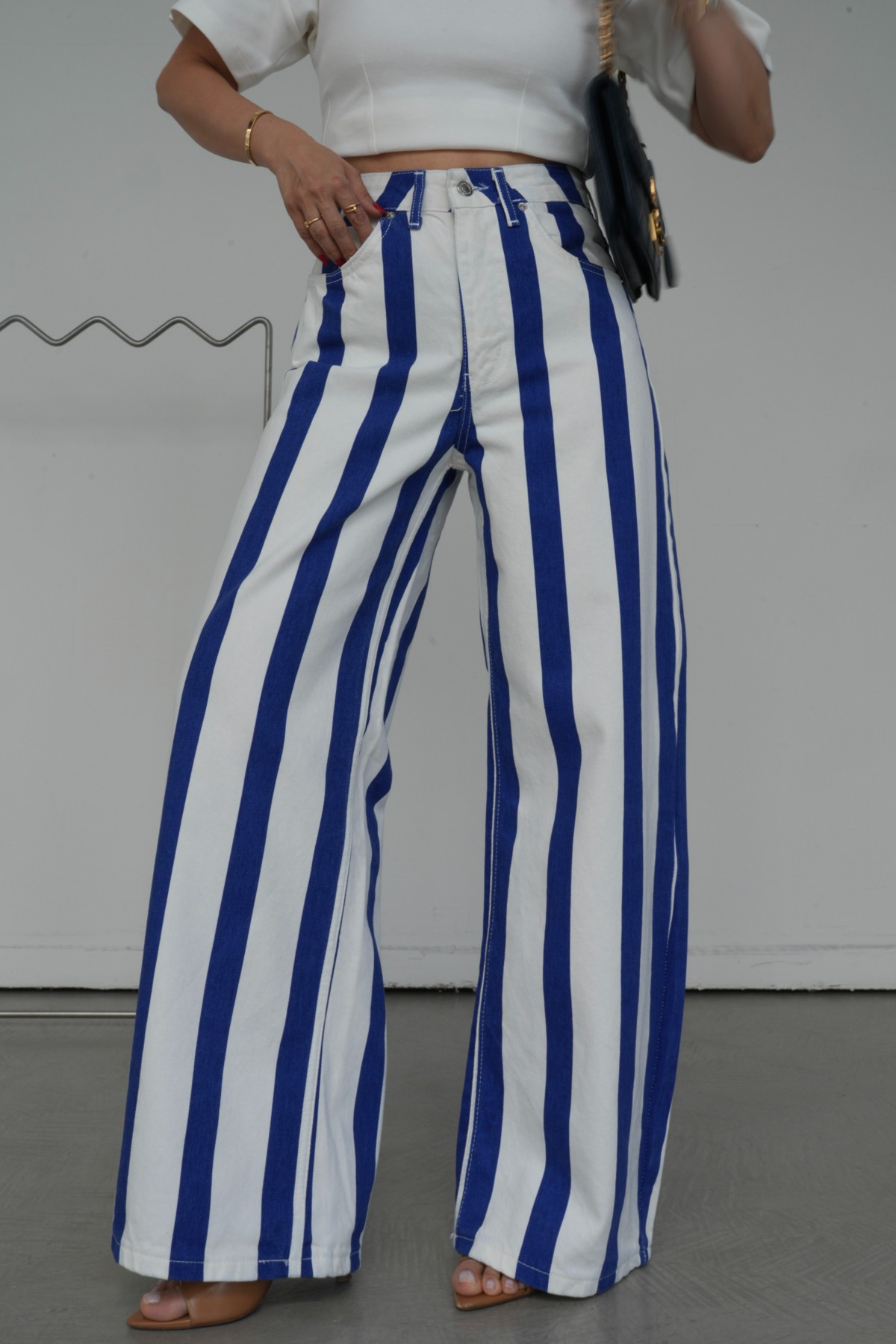 Çizgili Straight Fit Jean
