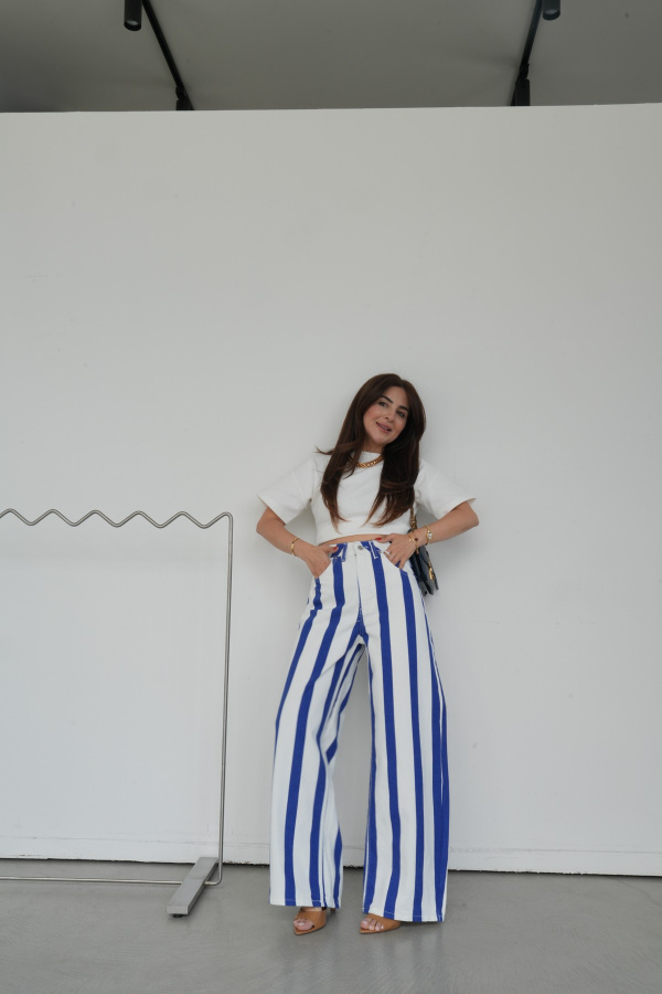 Çizgili Straight Fit Jean