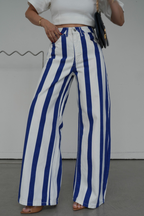 Çizgili Straight Fit Jean