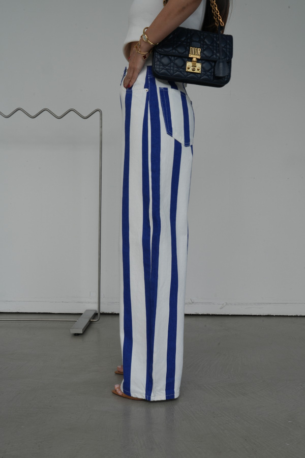 Çizgili Straight Fit Jean