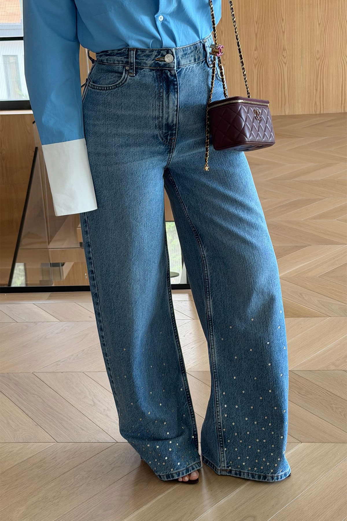 Alt Kısmı Taş Baskılı Jean