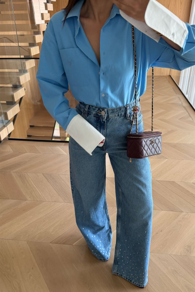 Alt Kısmı Taş Baskılı Jean
