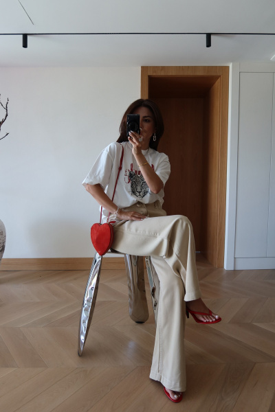 Çita Baskılı Oversize Tişört