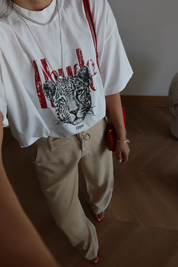 Çita Baskılı Oversize Tişört