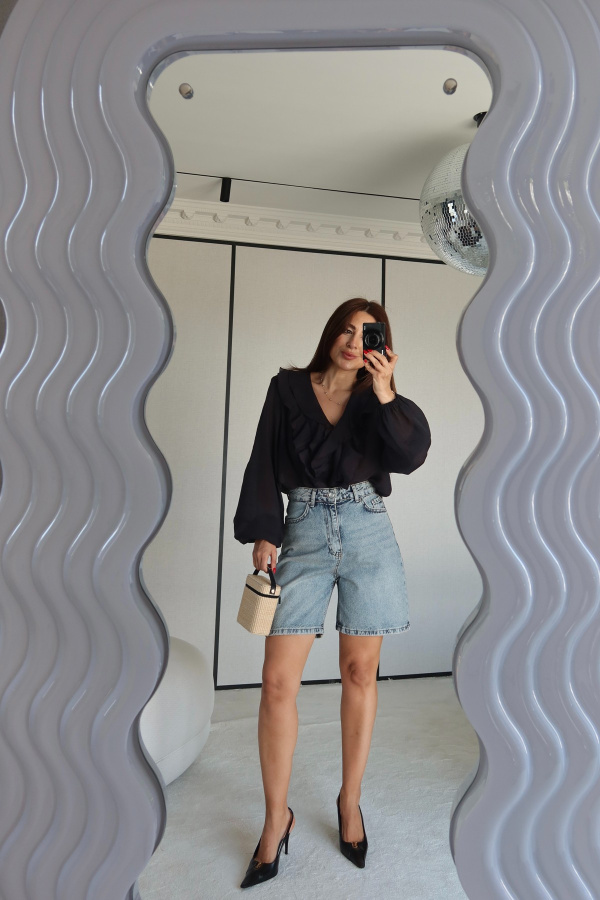 Eskitme Denim Şort