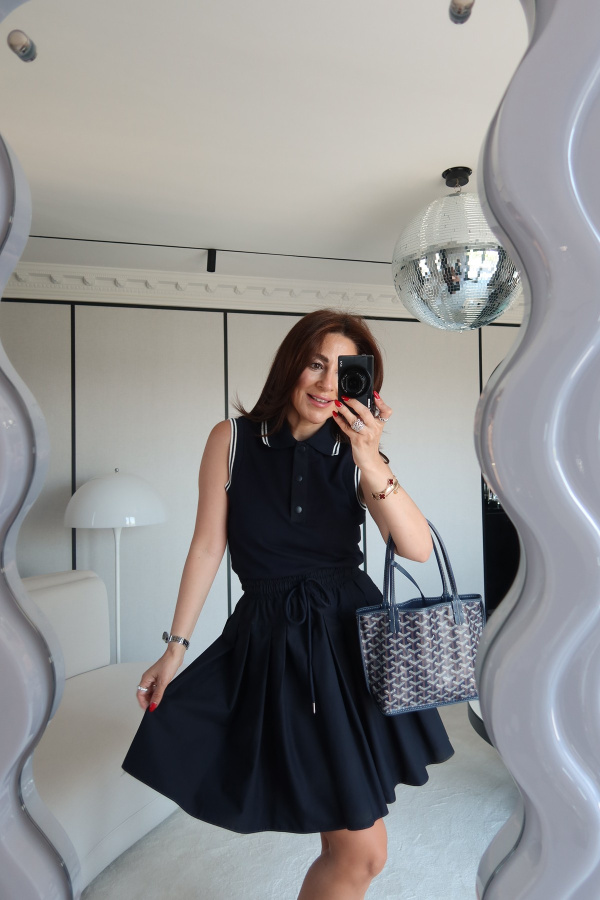 Polo Yaka Altı Poplin Üstü Penye Elbise
