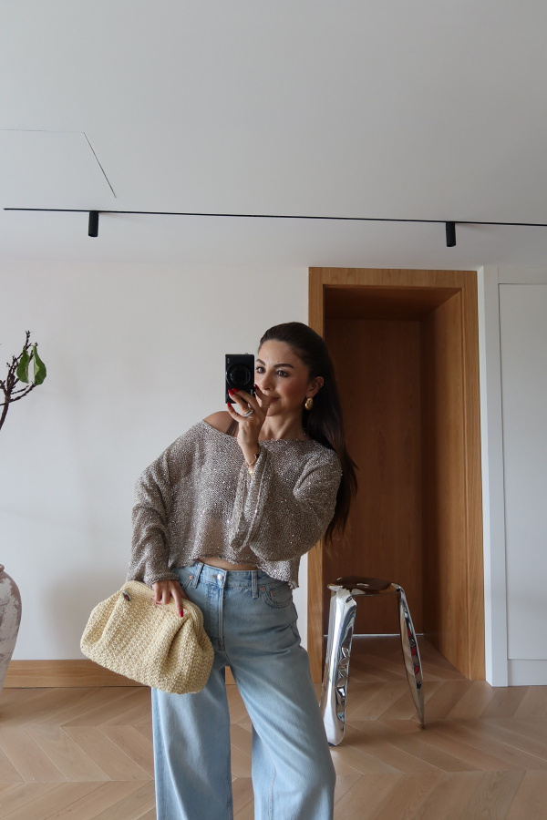 Pullu Merserize Crop Bluz