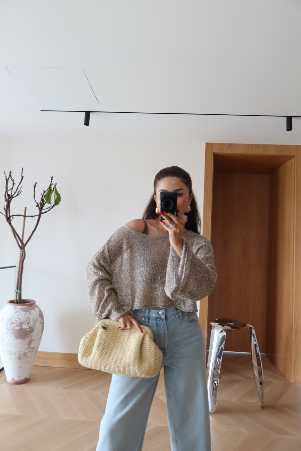 Pullu Merserize Crop Bluz