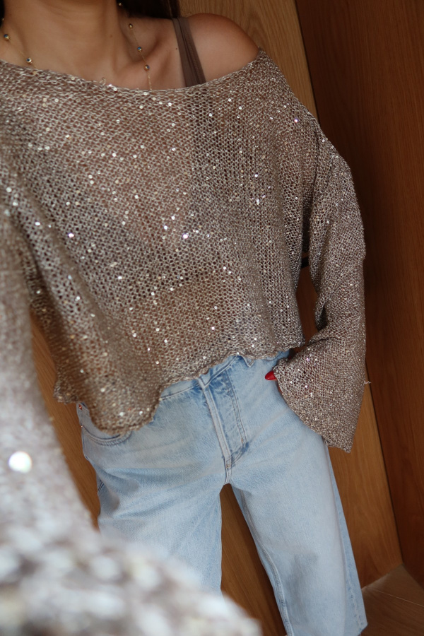 Pullu Merserize Crop Bluz