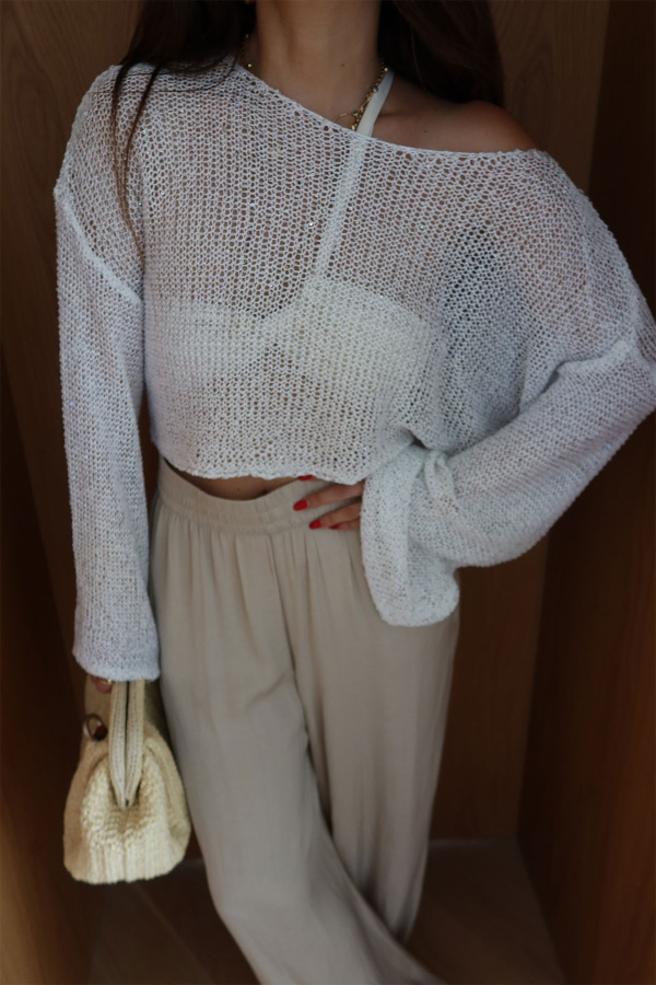 Pullu Merserize Crop Bluz