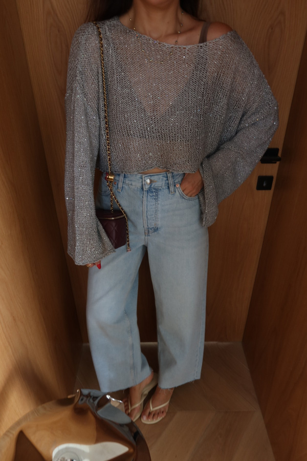 Pullu Merserize Crop Bluz
