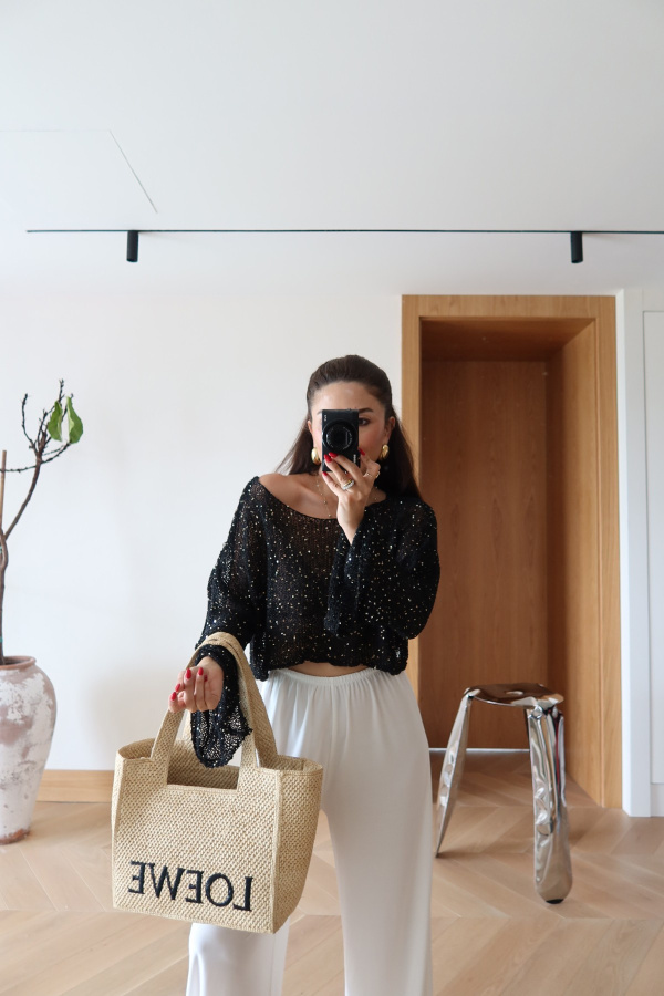 Pullu Merserize Crop Bluz