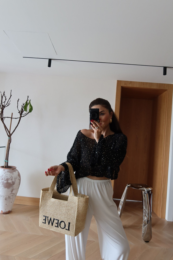 Pullu Merserize Crop Bluz