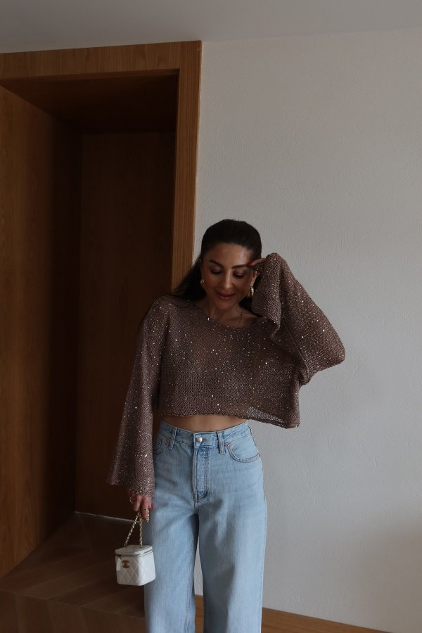 Pullu Merserize Crop Bluz