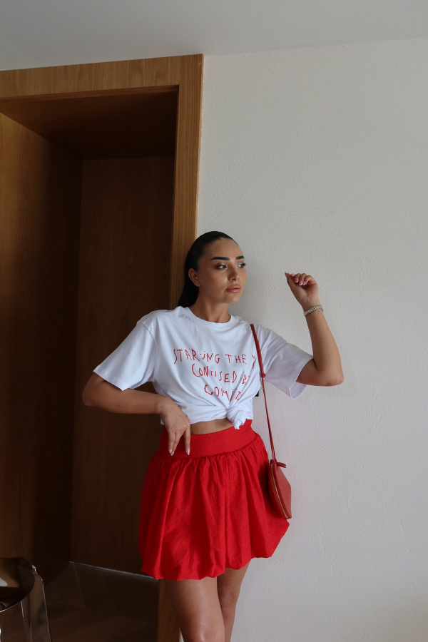 Yazı Baskılı Oversize Tişört