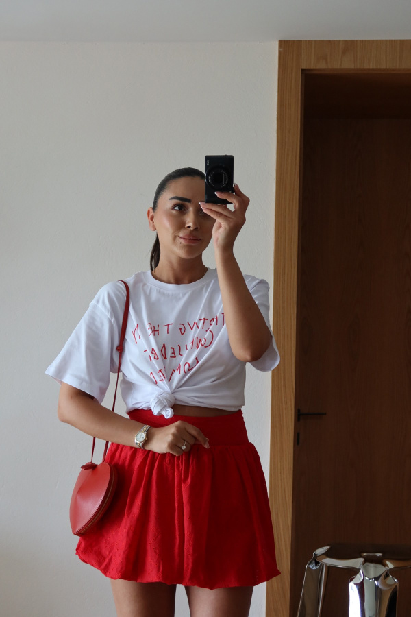 Yazı Baskılı Oversize Tişört