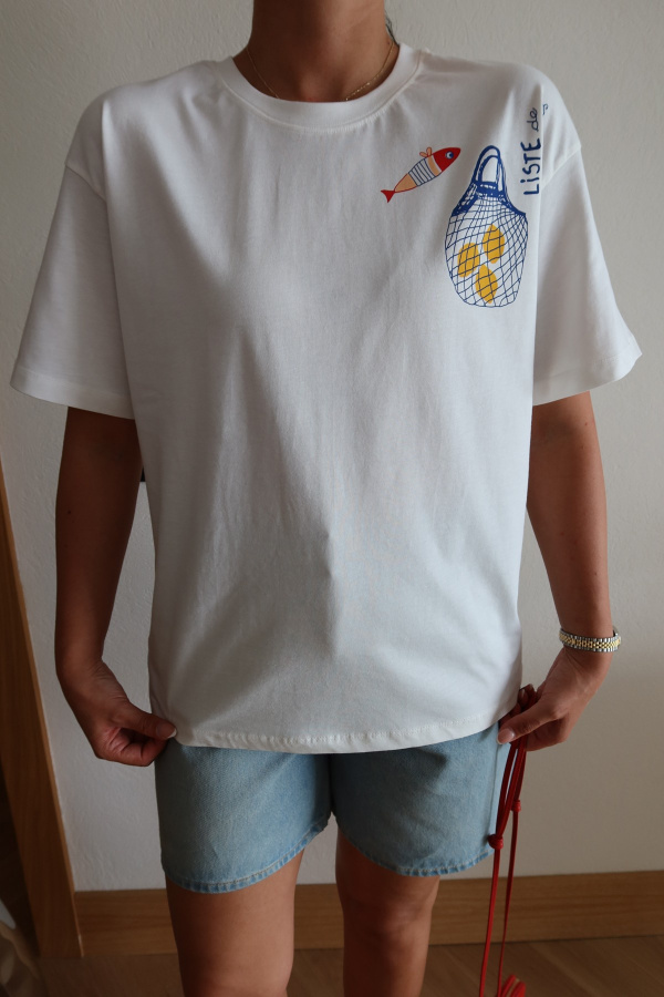 Balık Baskılı Oversize Tişört