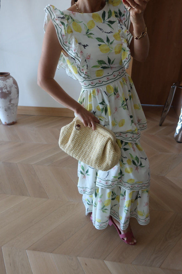 Kat Kat Limon Desenli Maxi Elbise