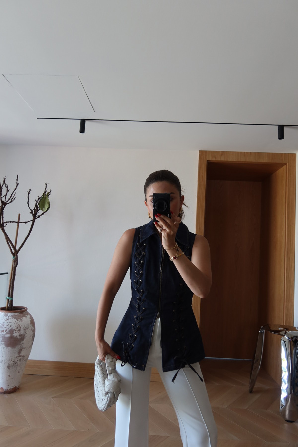 Korsajlı Denim Gömlek