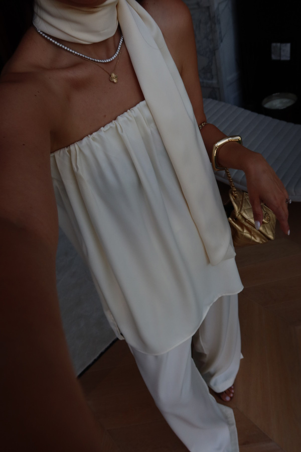 Straplez Bluz Pantolon Takım