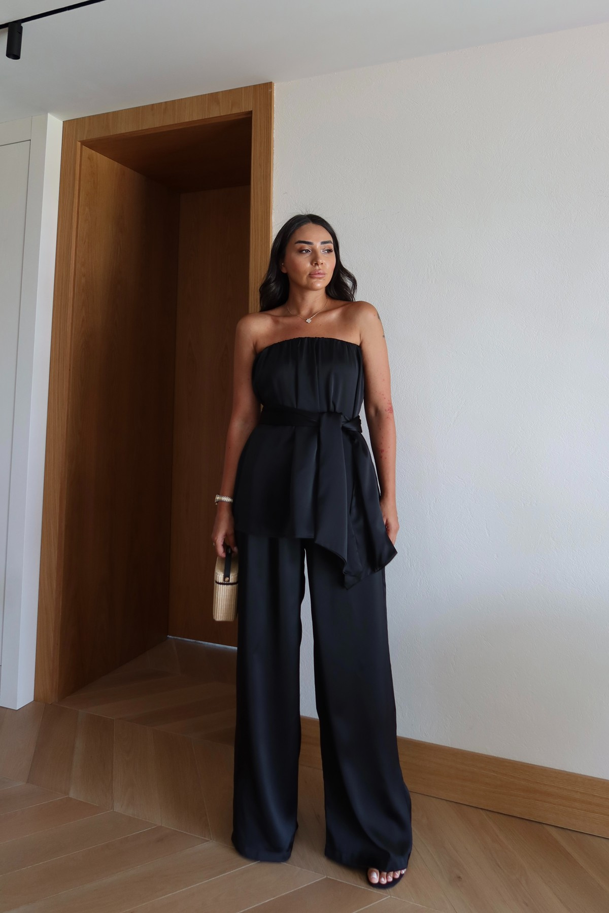 Straplez Bluz Pantolon Takım
