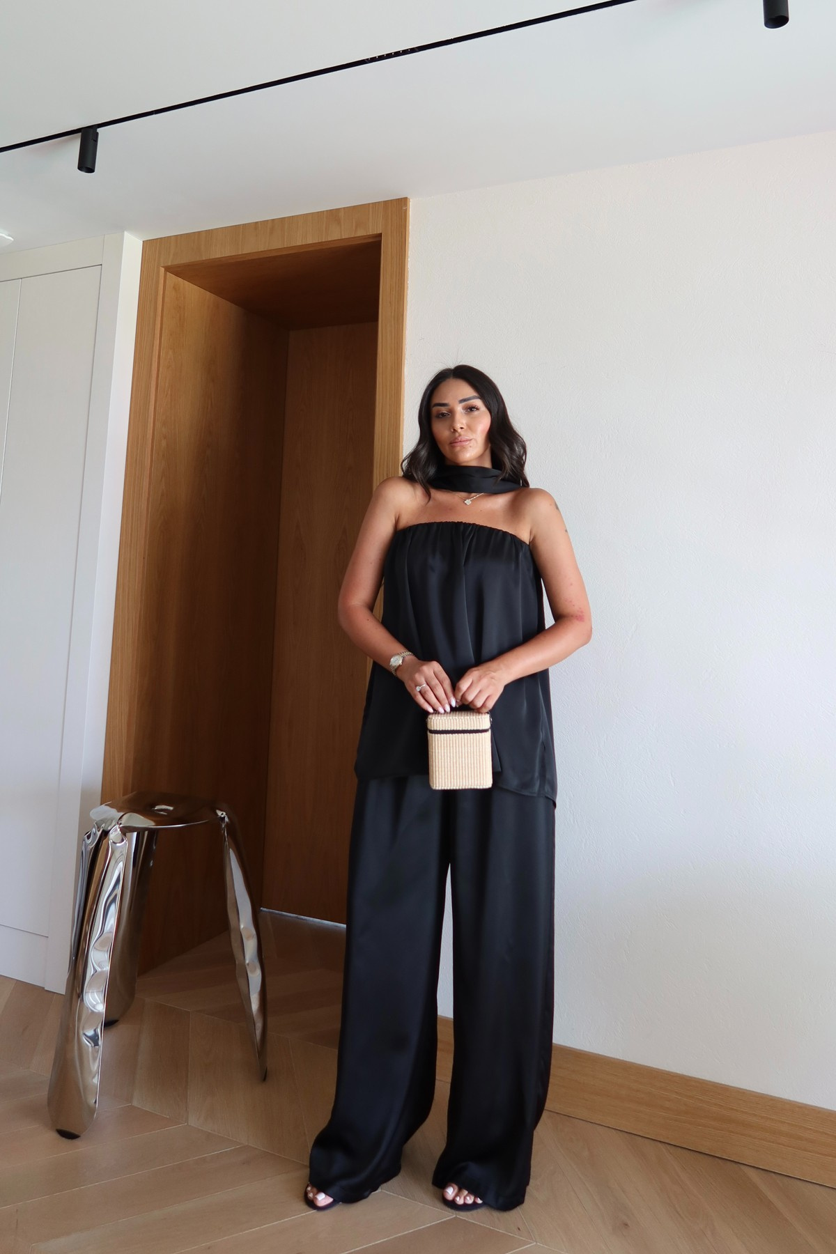 Straplez Bluz Pantolon Takım