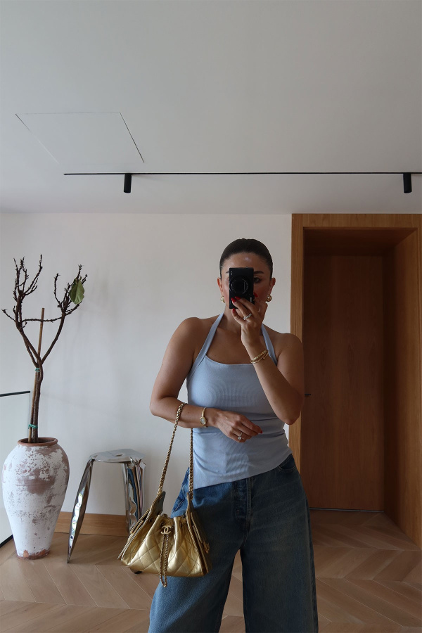 Boyundan Geçmeli Fitilli Bluz