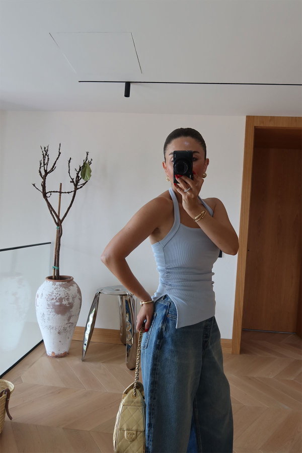 Boyundan Geçmeli Fitilli Bluz