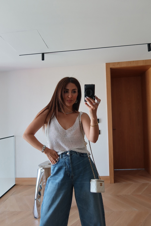 Simli Pullu Triko Bluz