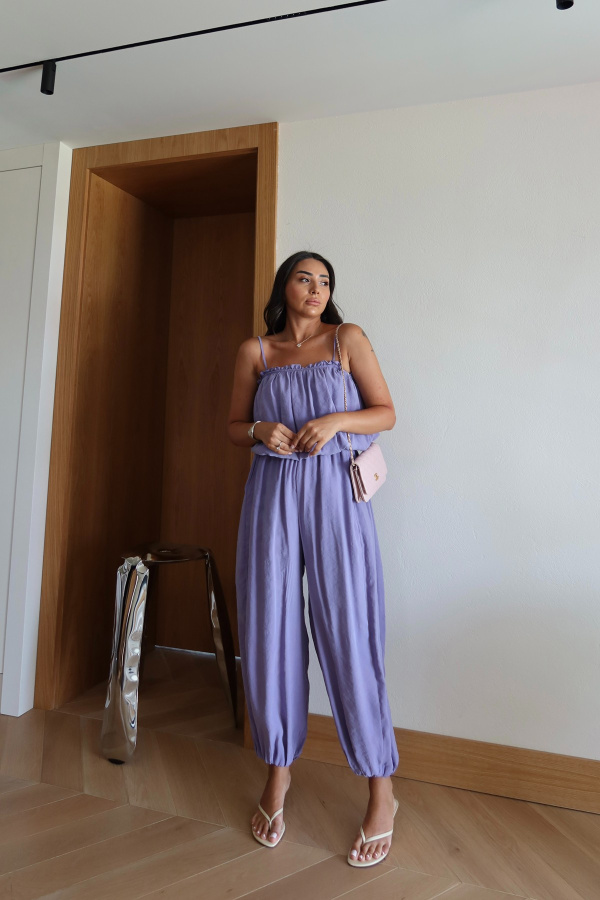 Straplez Balon Bluz Pantolon Takım