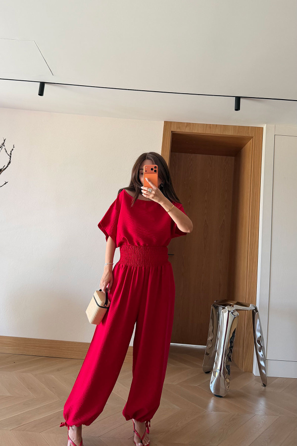 Dikiş Detaylı Bluz Pantolon Takım