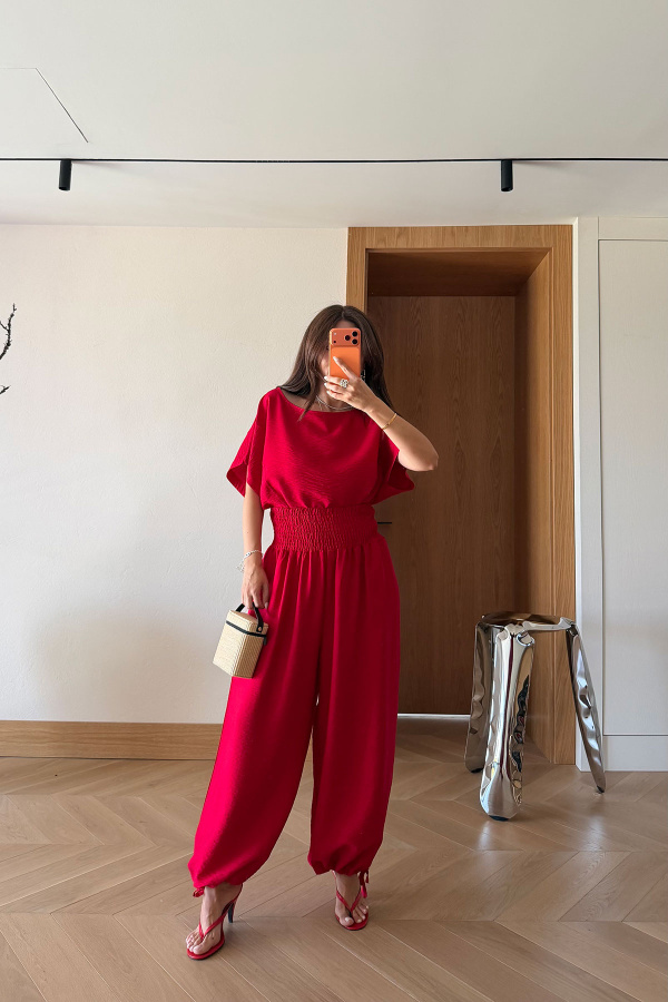 Dikiş Detaylı Bluz Pantolon Takım