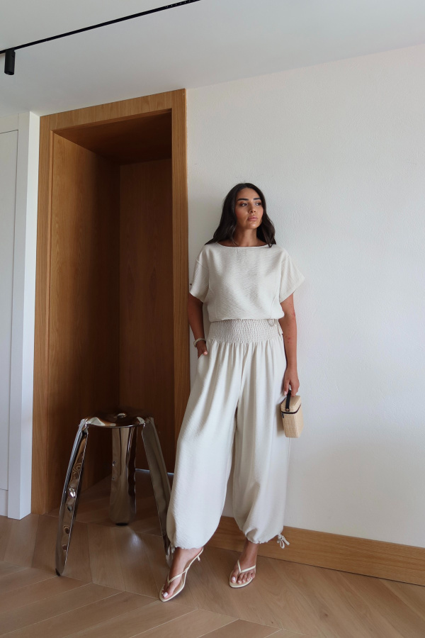 Dikiş Detaylı Bluz Pantolon Takım