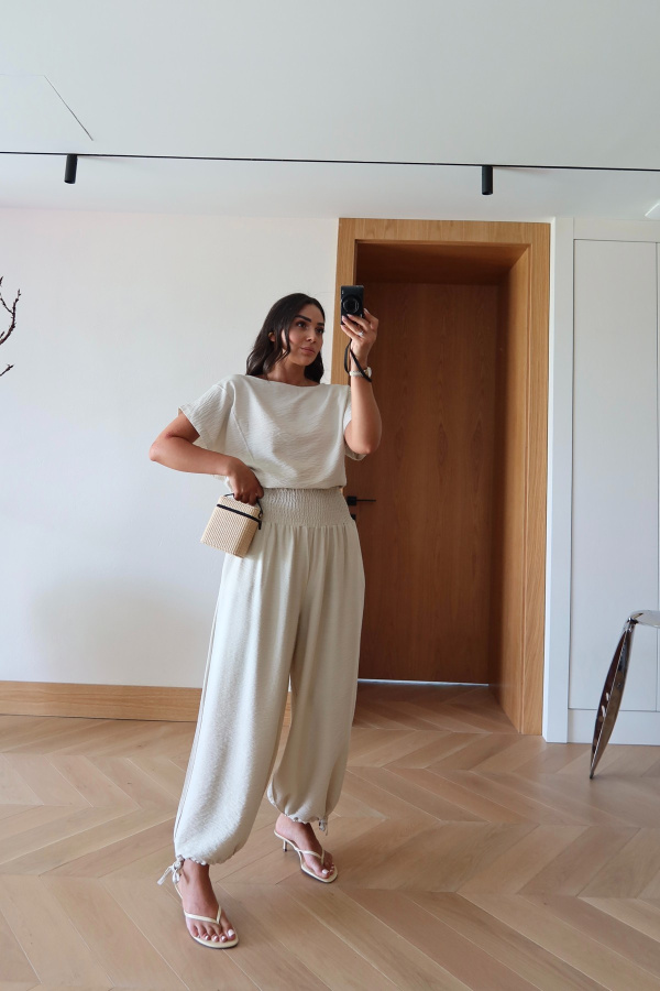 Dikiş Detaylı Bluz Pantolon Takım