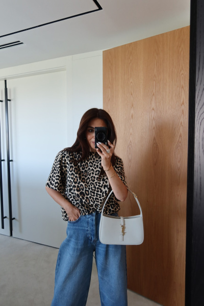 Leopar Desenli Oversize Tişört