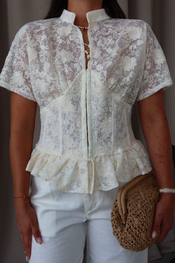 Tasarım Dantel Vintage Bluz