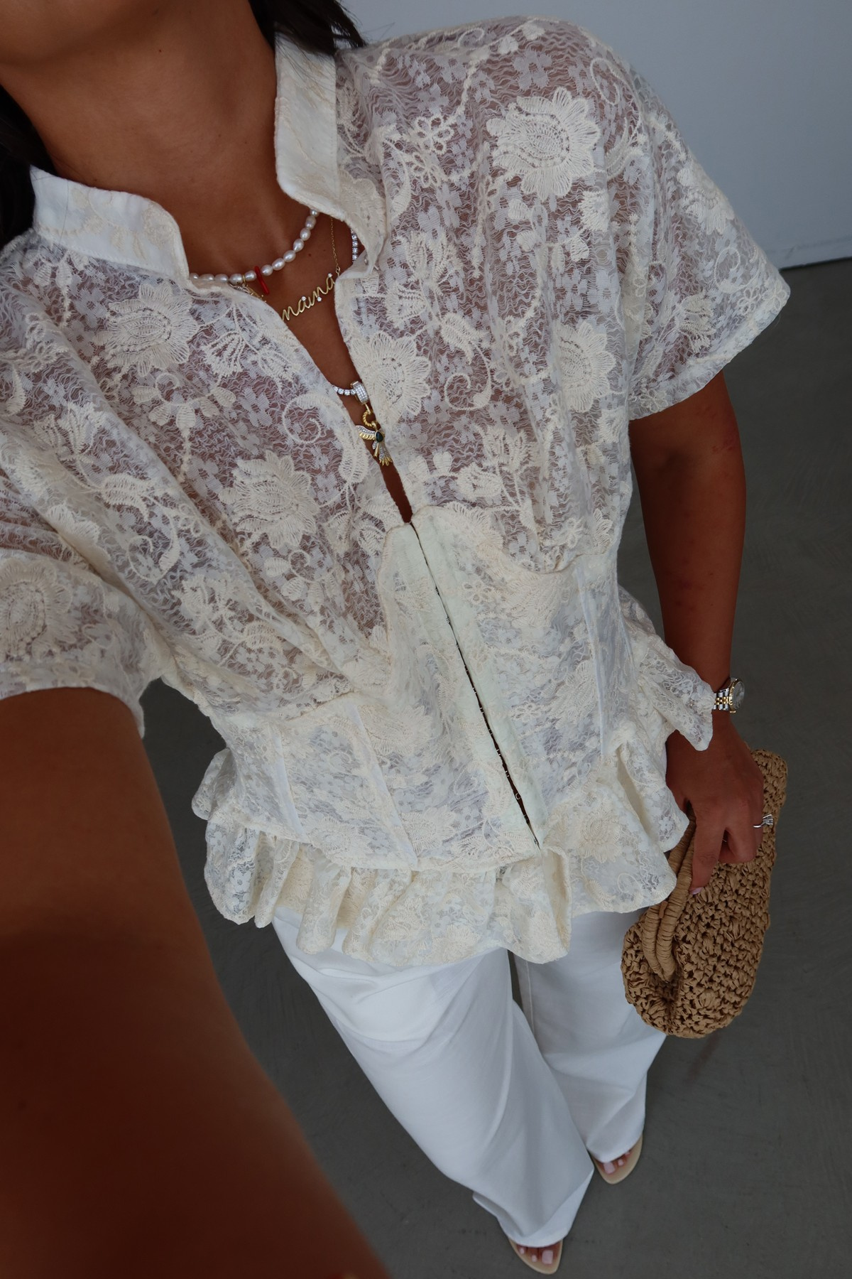 Tasarım Dantel Vintage Bluz