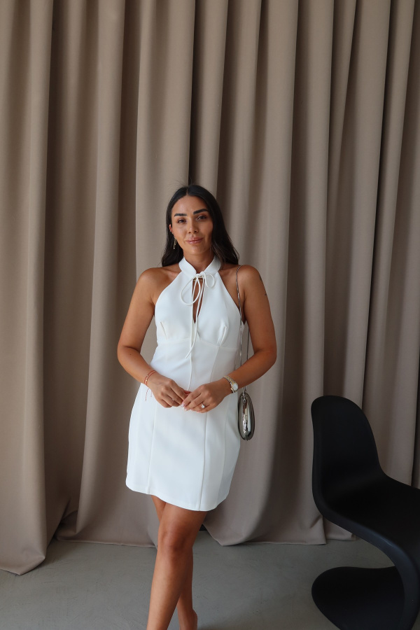 Halter Yaka Dikişli Elbise