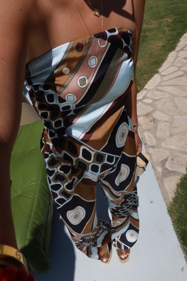 Geometrik Desen Bluz PAntolon Takım