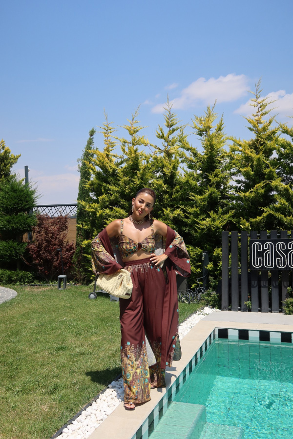 Desenli Kimono Üçlü Takım