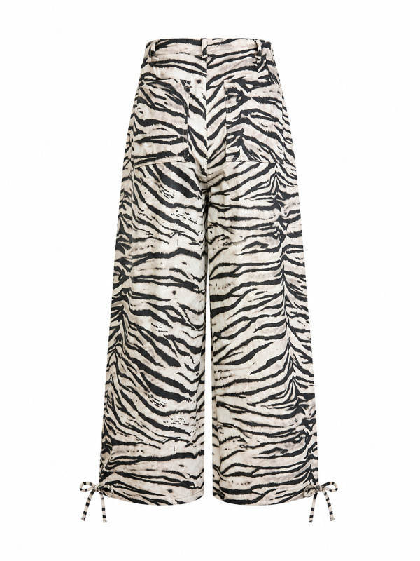 Paçası Ayarlanabilir Zebra Desen Pantolon