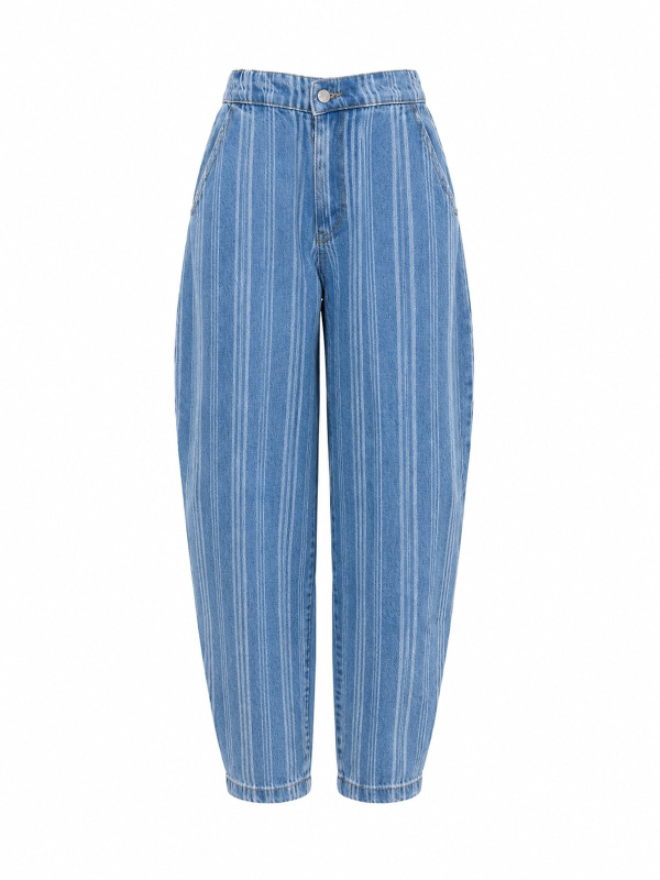 Çizgili Denim Gömlek Pantolon Takım