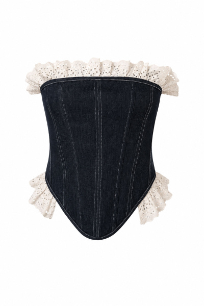 Güpürlü Denim Korse Büstiyer