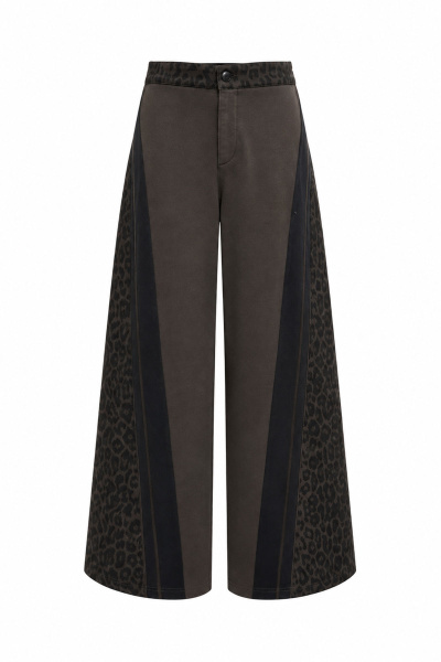 Leopar Desen Şerit Detay Jean