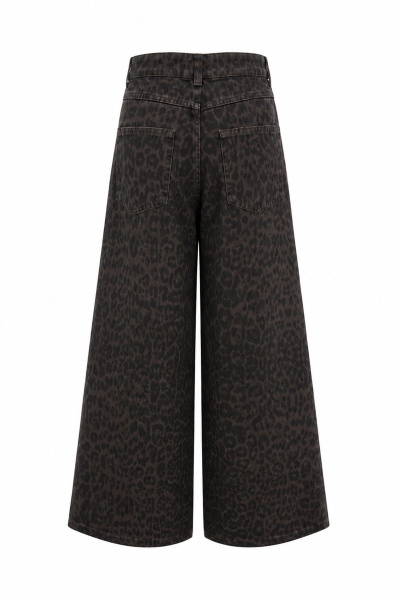Leopar Desen Şerit Detay Jean