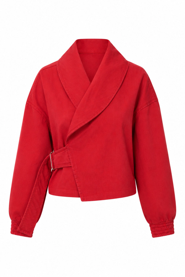 Beli ve Kolu Lastikli Crop Ceket