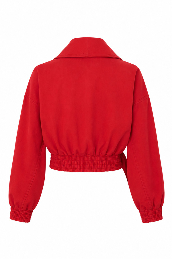 Beli ve Kolu Lastikli Crop Ceket